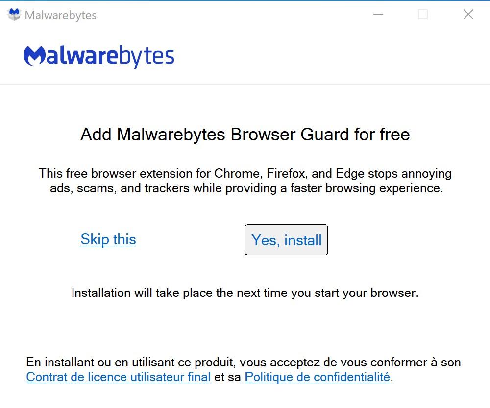 skip pub - Tuto Malwarebytes