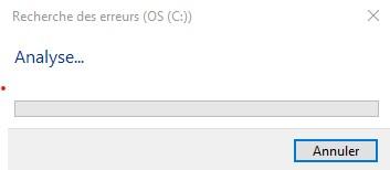 analyse - Réparation du disque dur avec l'outil Windows.