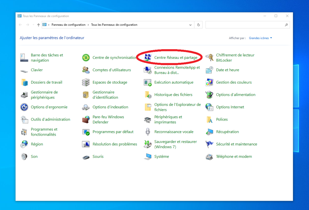 Problème de partage réseau - Windows 10 panneau de configuration centre reseau et partage 1024x695 - Problème de partage réseau - Windows 10
