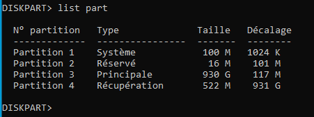 part - Supprimer une partition de système EFI ou une partition de récupération