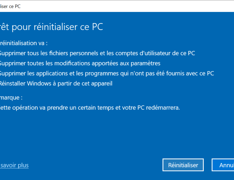 Comment réinitialiser son ordinateur