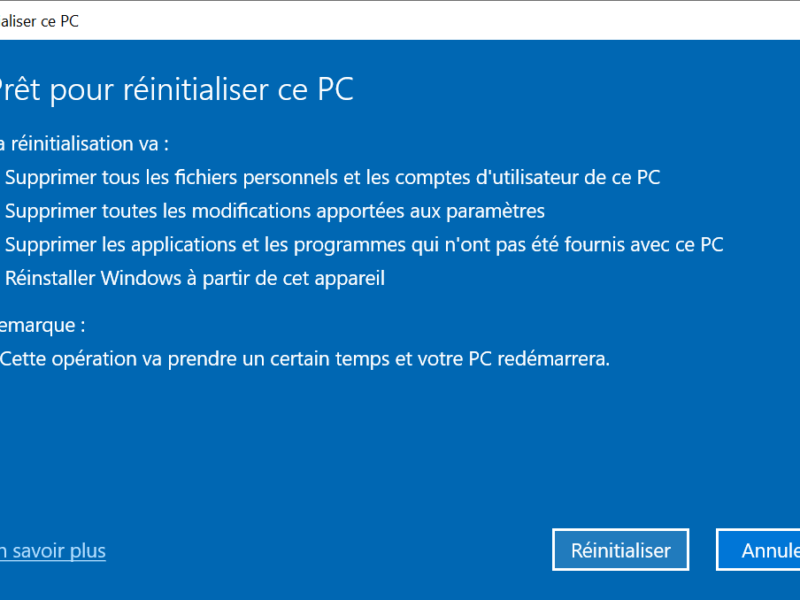 Comment réinitialiser son ordinateur