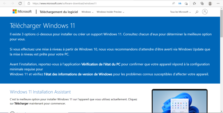 13 assistant mise a jour telechargement 900x457 - Tutoriel : Mise à jour vers Windows 11