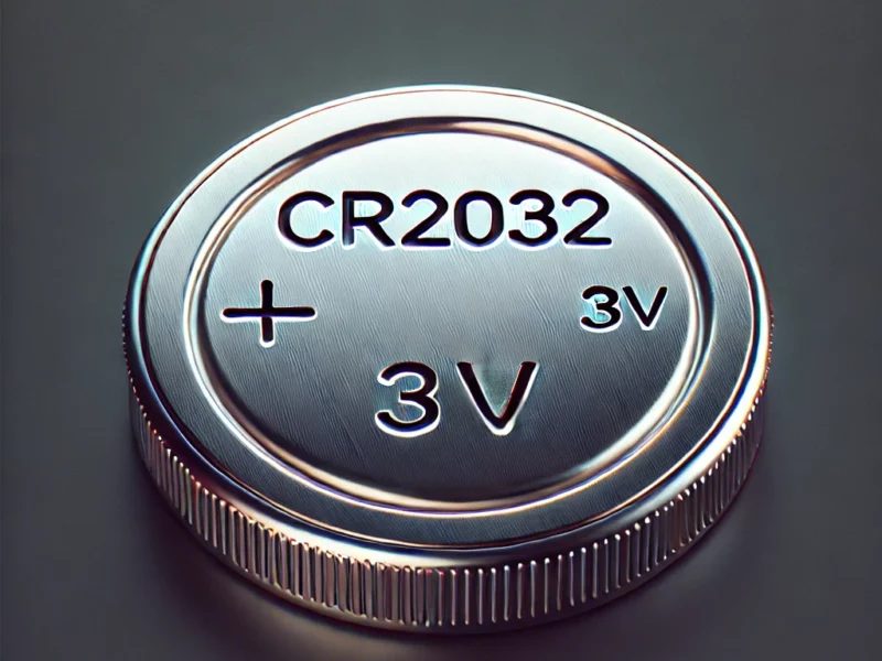 DALL·E 2024-09-27 21.58.27 - A detailed close-up image of a CR2032 coin cell battery. The battery is round, flat, and silver-colored, with its model number (CR2032) and voltage (3 Que faire si la date et l’heure de votre ordinateur ne se conservent pas après l’arrêt ?